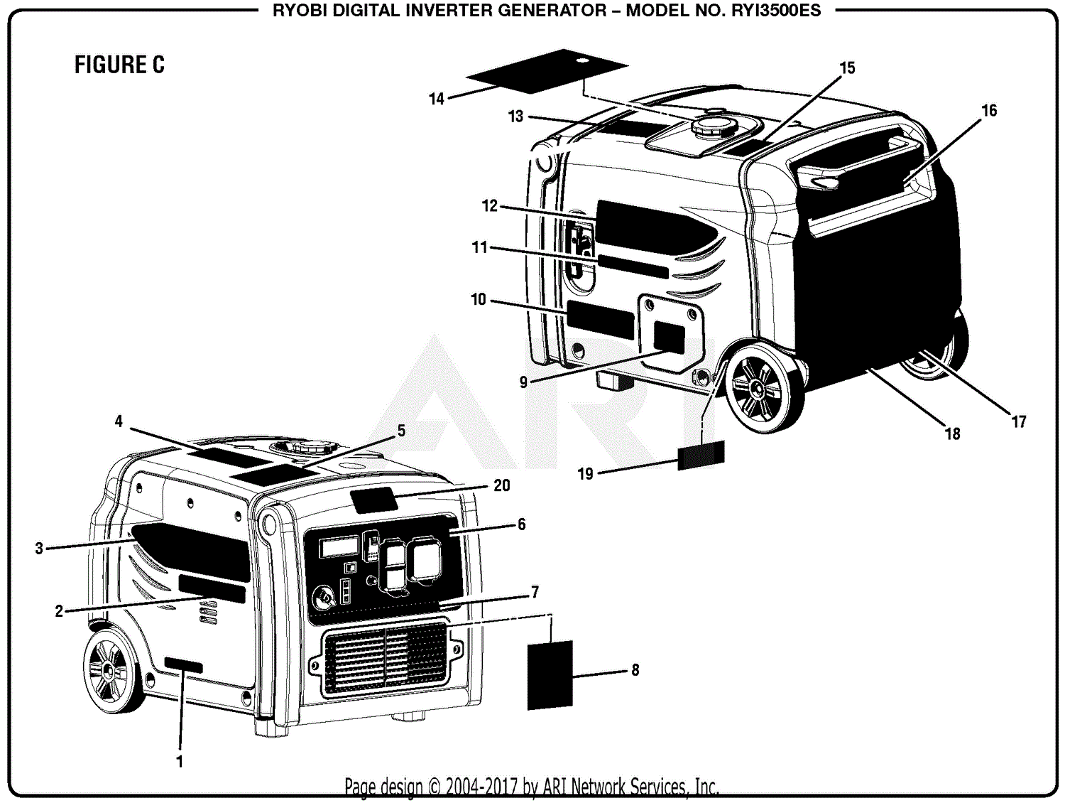 Homelite Ryi3500es Digital Inverter Generator Mfg No 090930321 9 12 17 Rev 01 Parts Diagram