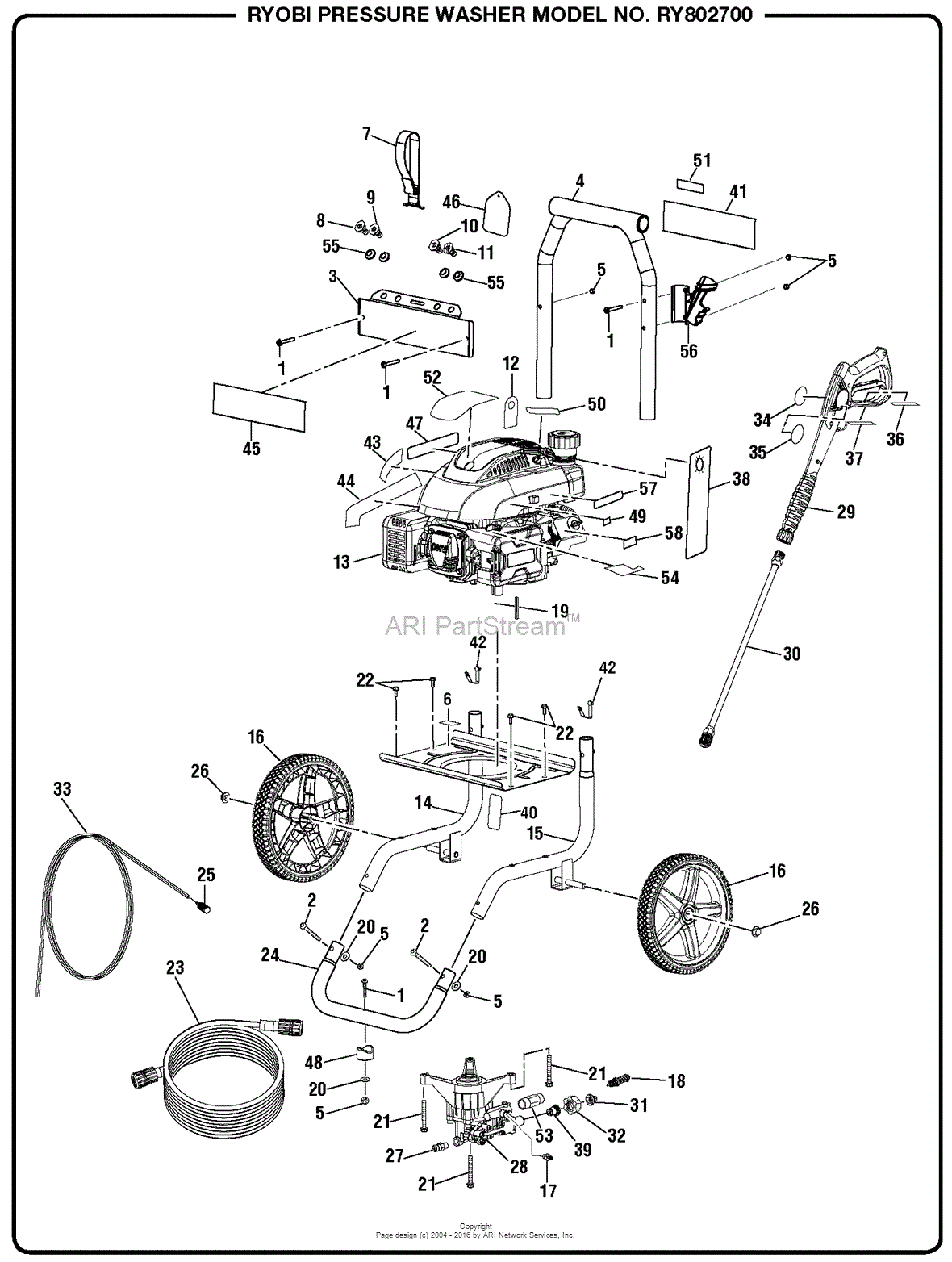 Homelite RY802700 Pressure Washer Mfg. No. 090079286 Parts Diagram for ...