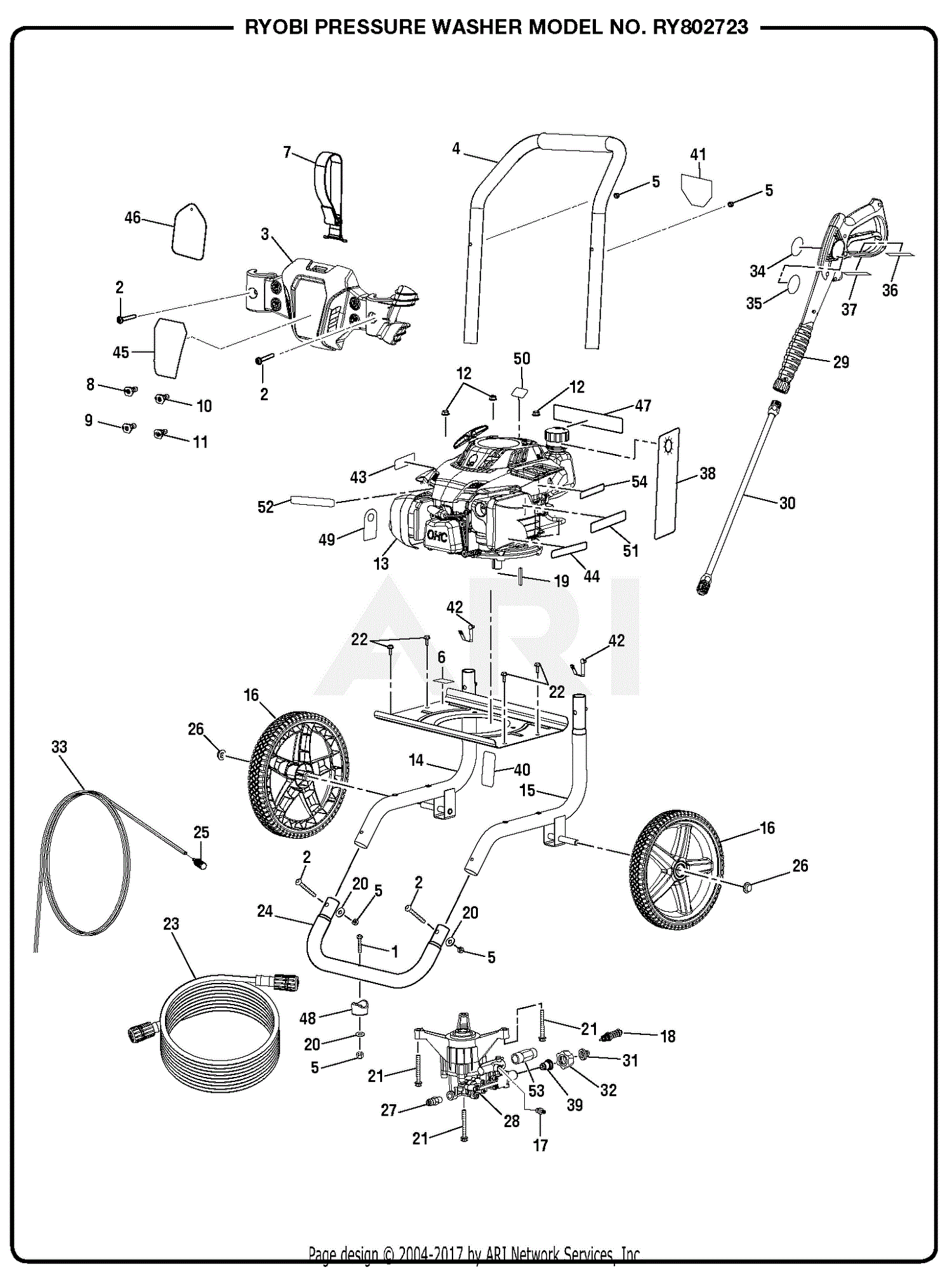 Homelite RY802723 Pressure Washer Mfg. No. 090079287 Parts Diagram for ...