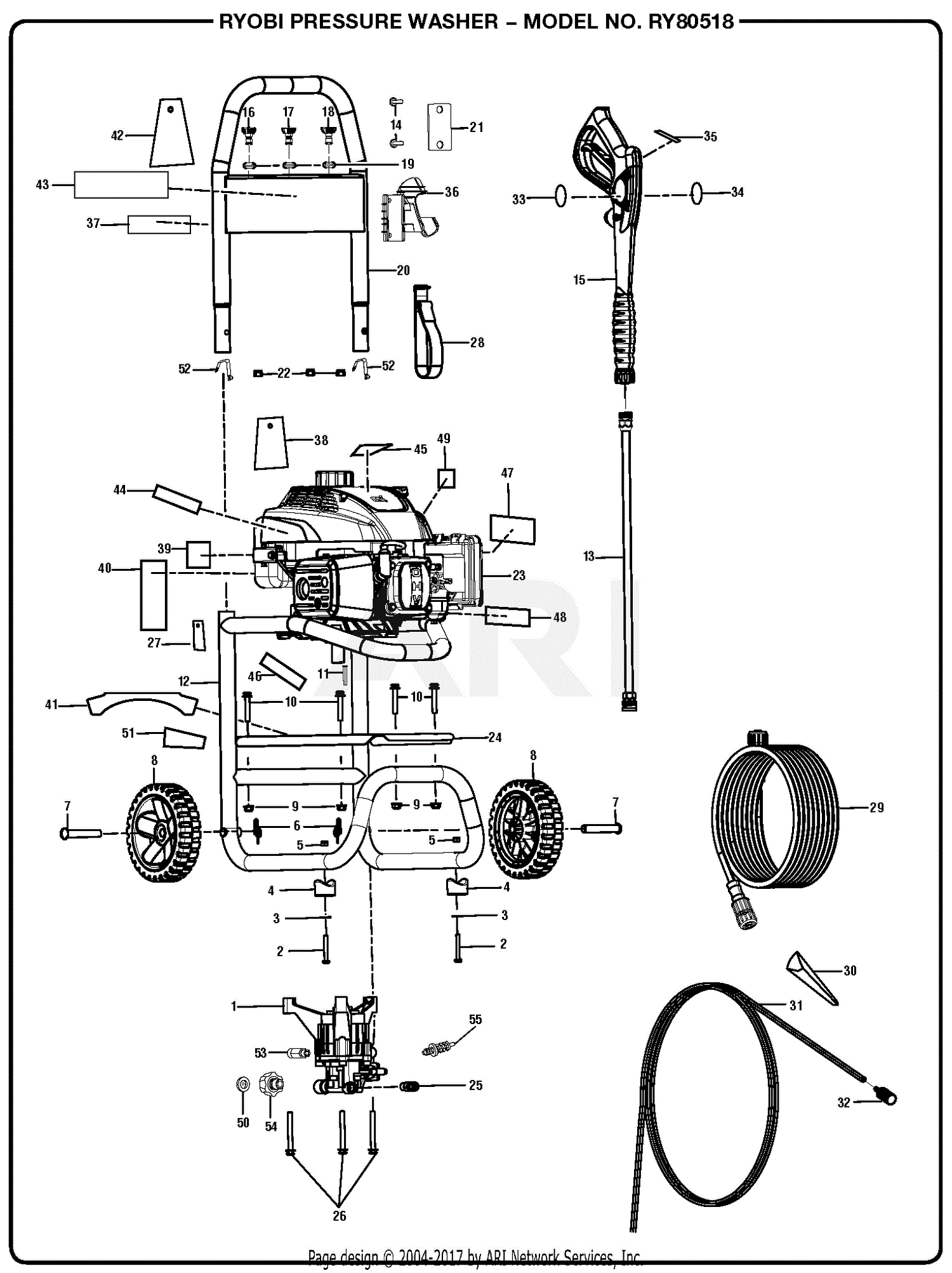 Homelite RY80518 Pressure Washer Parts Diagram for General Assembly A