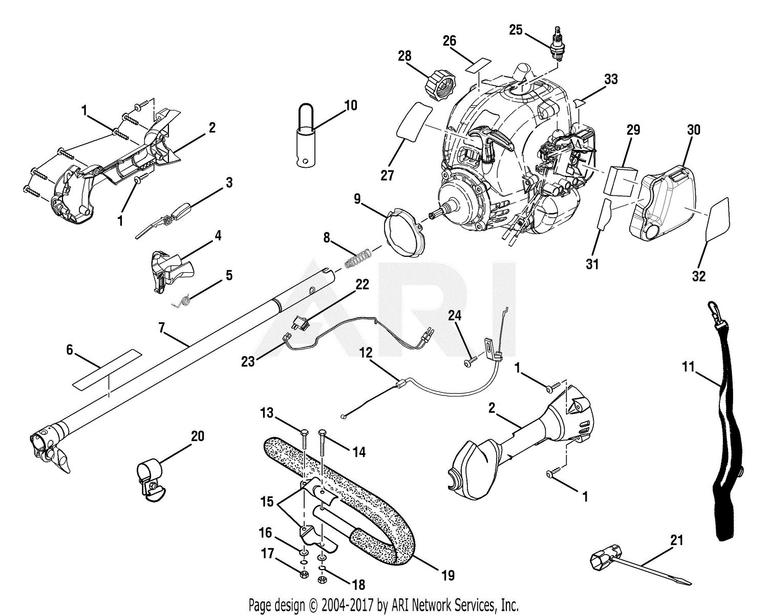 Homelite Ry52003 Gas Pruner (tp30) Parts Diagram For Upper Handle Air 