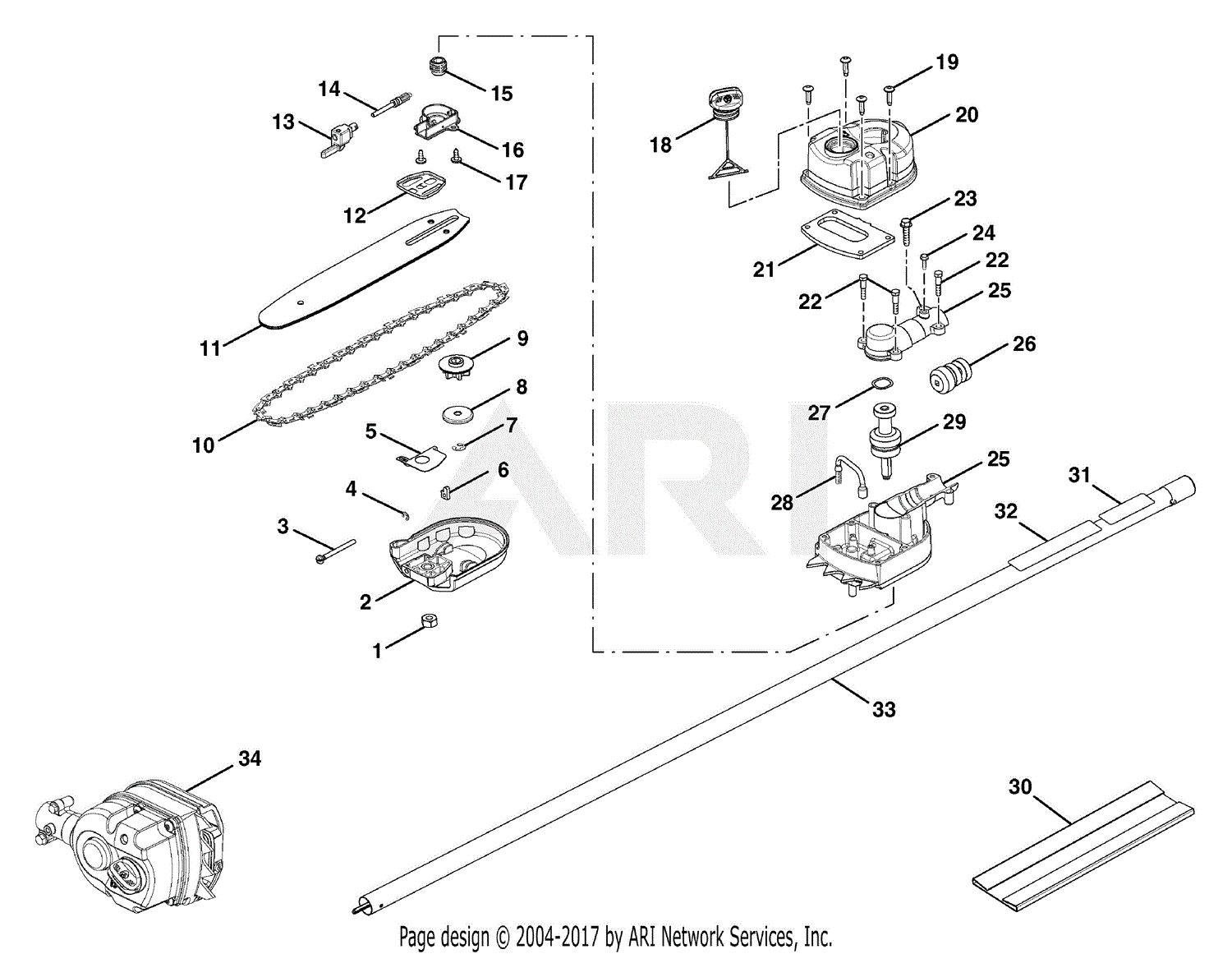 Homelite RY52004A Gas Pruner (TP30) Parts Diagram for Bar & Chain ...