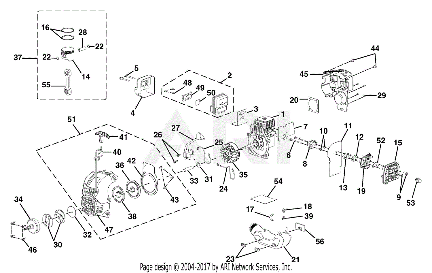 Homelite RY52004A Gas Pruner (TP30) Parts Diagram for Engine Assembly