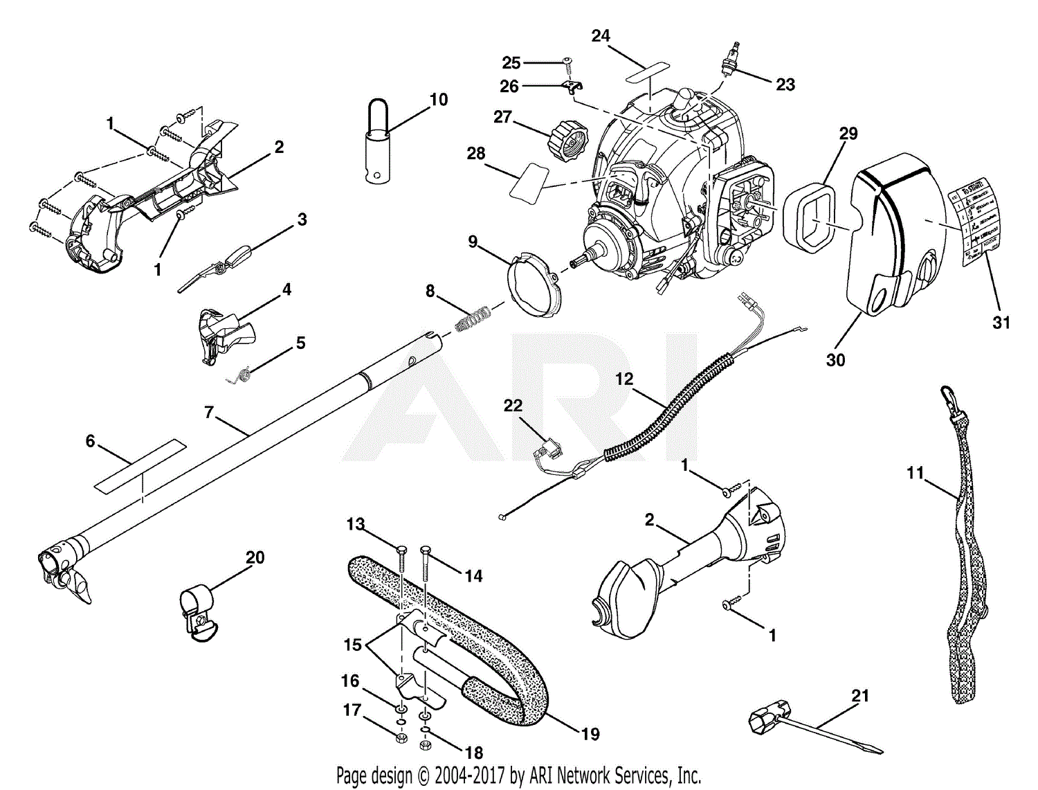 Homelite RY52004A Gas Pruner (TP30) Parts Diagram for Upper Handle ...