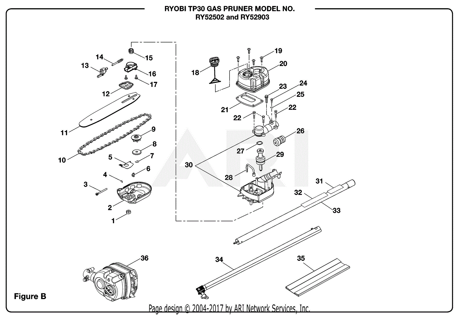 Homelite RY52502 Gas Pruner (TP30) Parts Diagram for Figure B