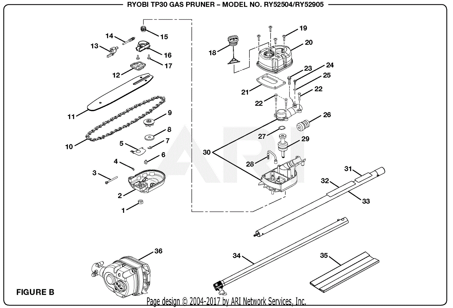 Homelite RY52905 Gas Pruner (TP30) Parts Diagram for Figure B