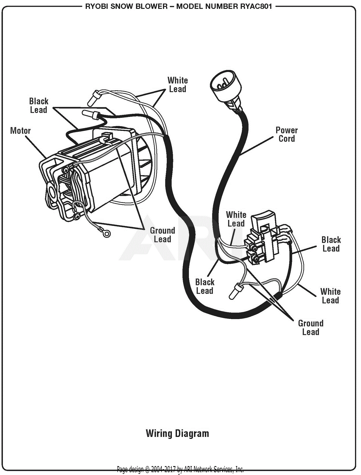 Homelite Ryac801 Snow Blower Parts Diagram For Wiring Diagram