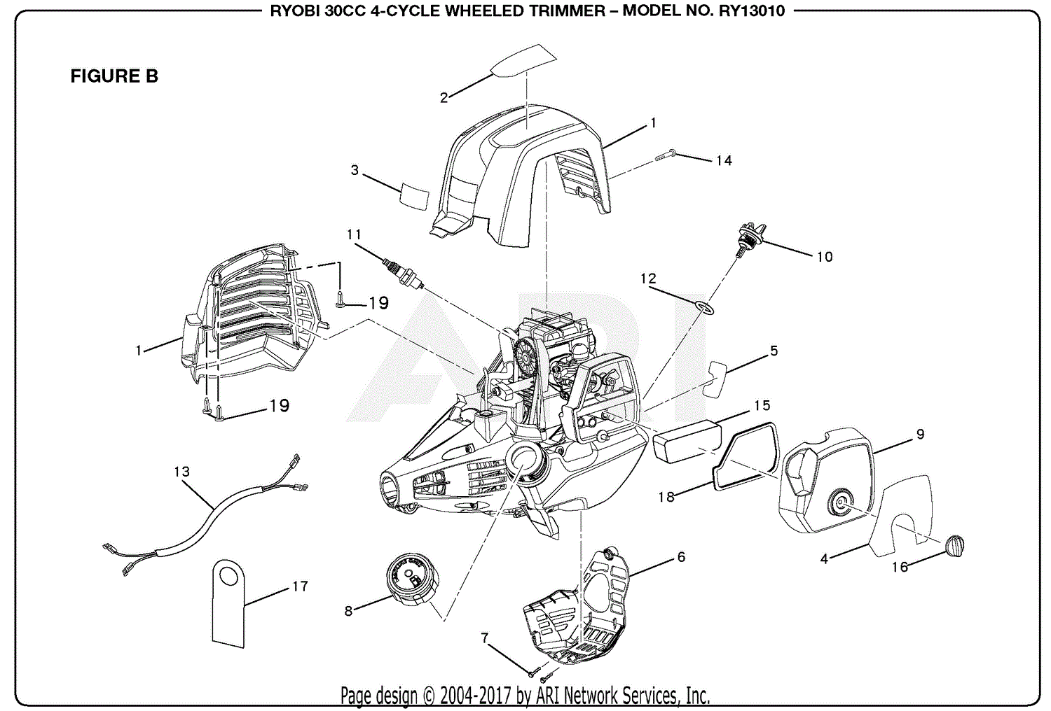 Homelite RY13010 30cc 4-Cycle Wheeled Trimmer Parts ... kawasaki engine parts diagrams 