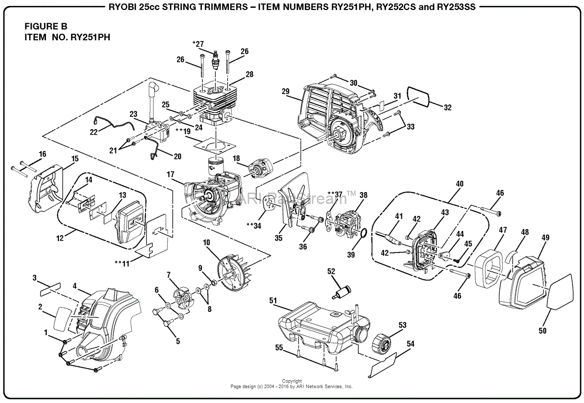 Homelite Ry251ph 25cc String Trimmer Parts Diagram For