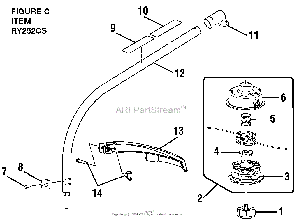 Homelite RY252CS 25cc String Trimmer Parts Diagram for Figure C Item No