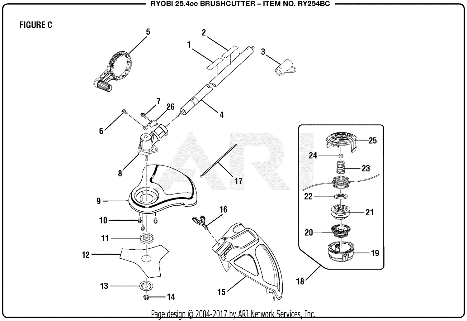 Homelite RY254BC 25.4cc Brushcutter Mfg. No. 090333031 3-21-18 (Rev:03 ...