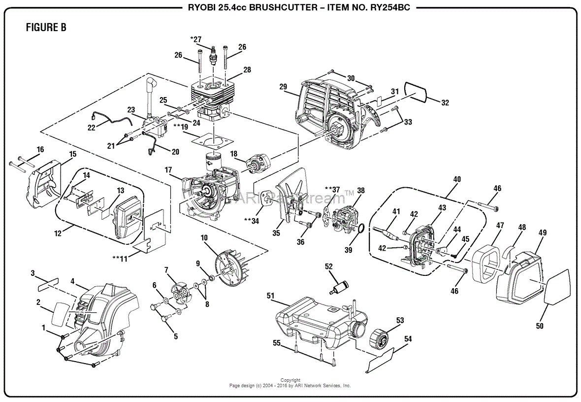 Homelite Ry254bc 25.4cc Brushcutter Parts Diagram For Figure B