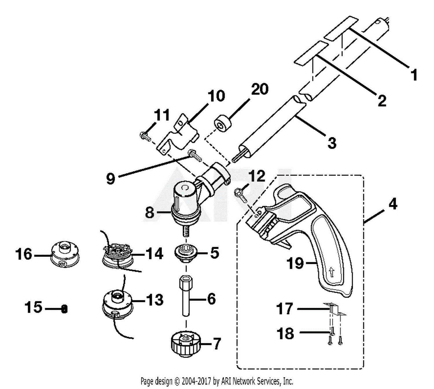 Homelite RY30002A 30cc String Trimmer Parts Diagram for Lower Boom Assembly