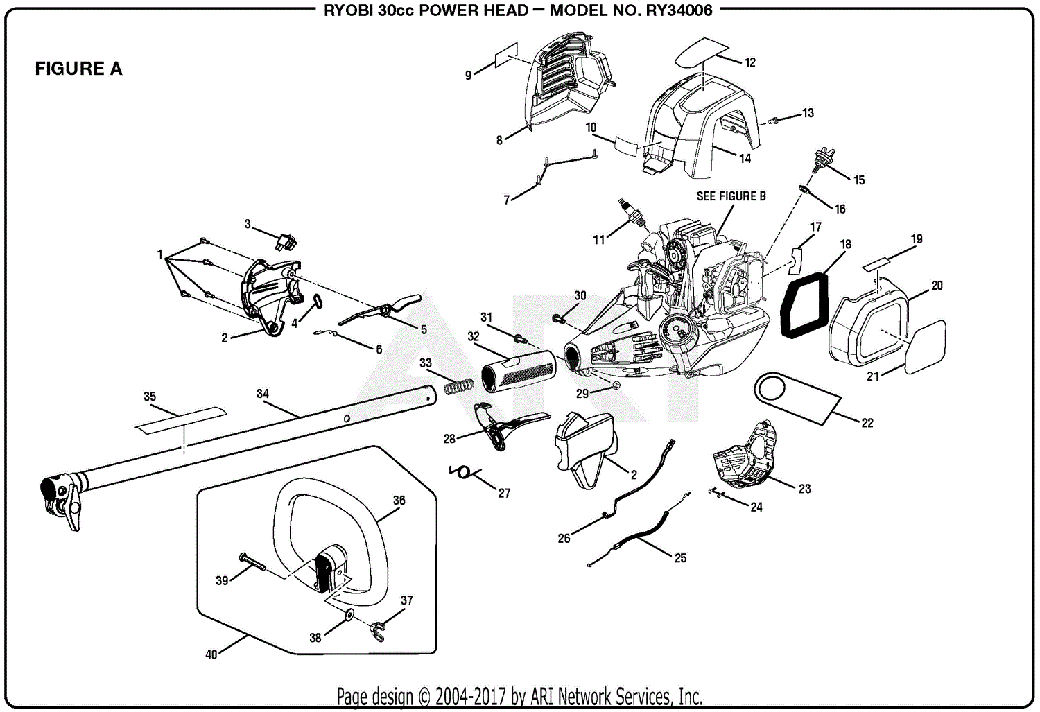 Homelite RY34006 30cc Power Head Parts Diagram for Figure A