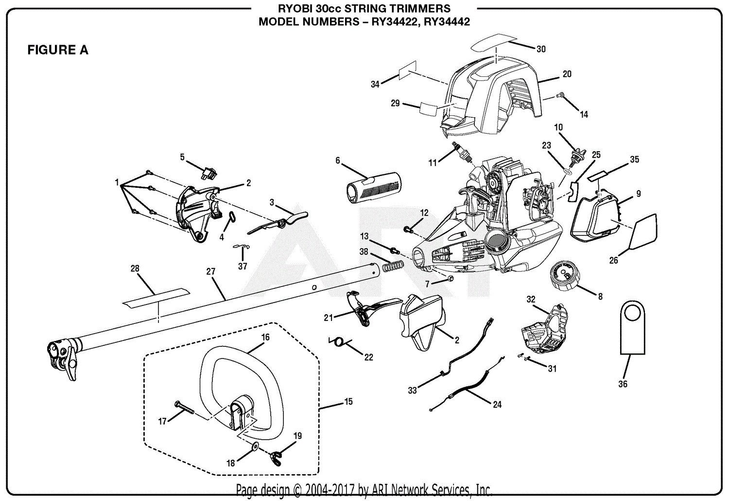 Homelite Ry34422 30cc String Trimmer Parts Diagram For Figure C Part 2 ...