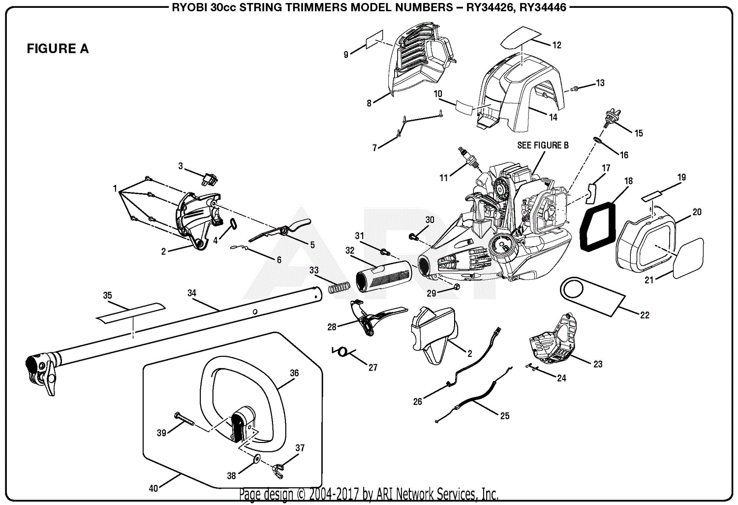 Homelite RY34446 30cc String Trimmer Parts Diagram for Figure A