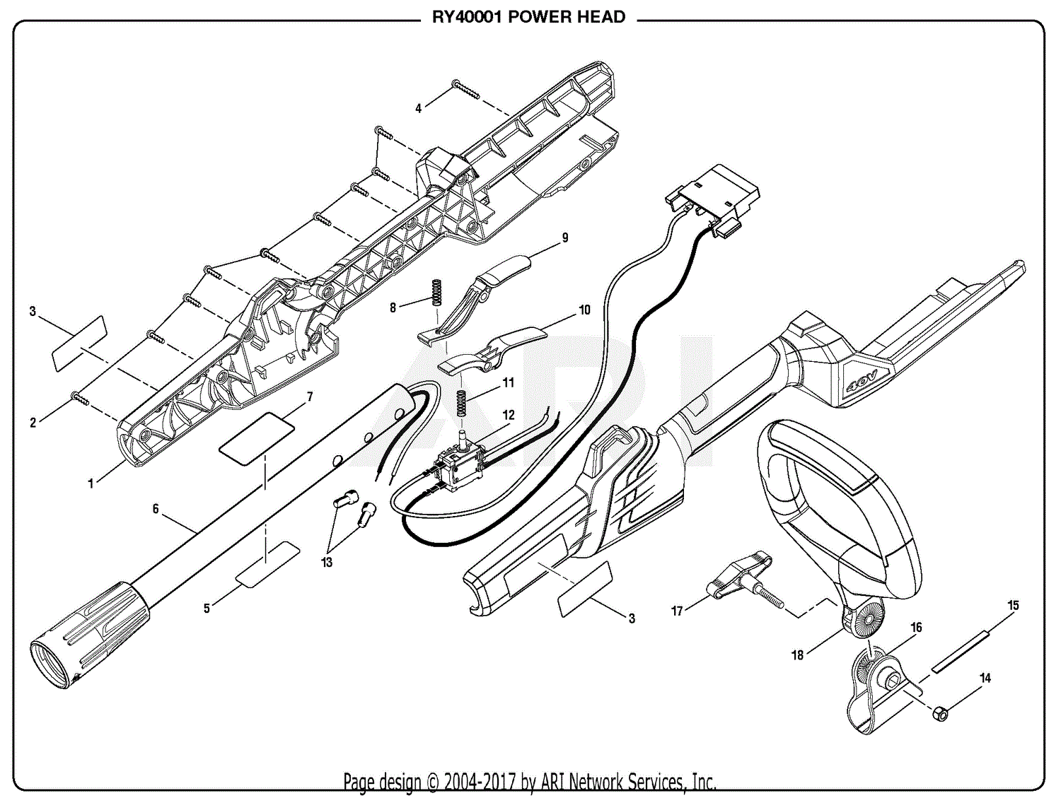 Homelite Ry40001 Power Head Parts Diagram For General Assembly