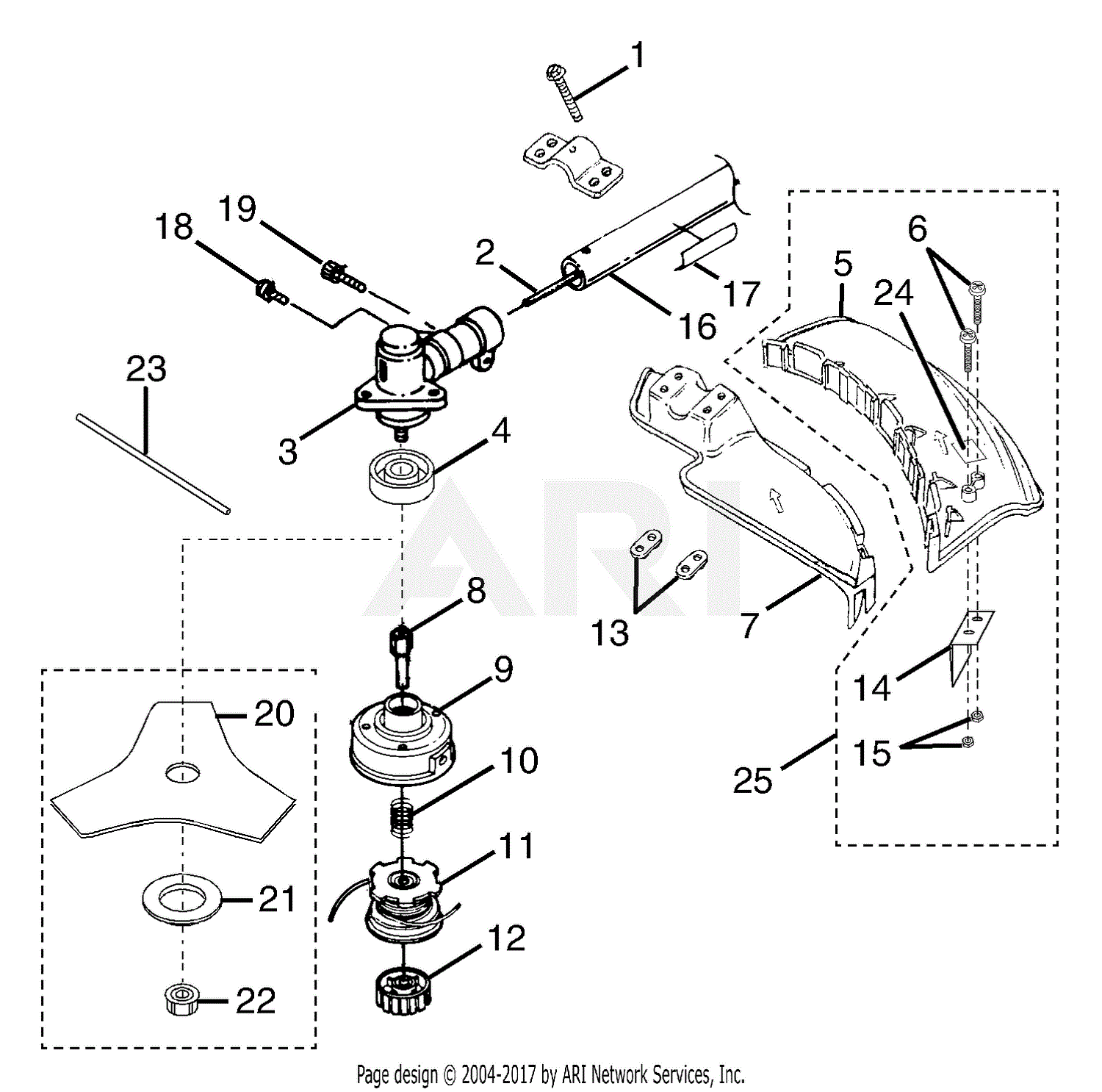 Homelite RY70107 Straight Shaft Trimmer Parts Diagram for Brush Cutter