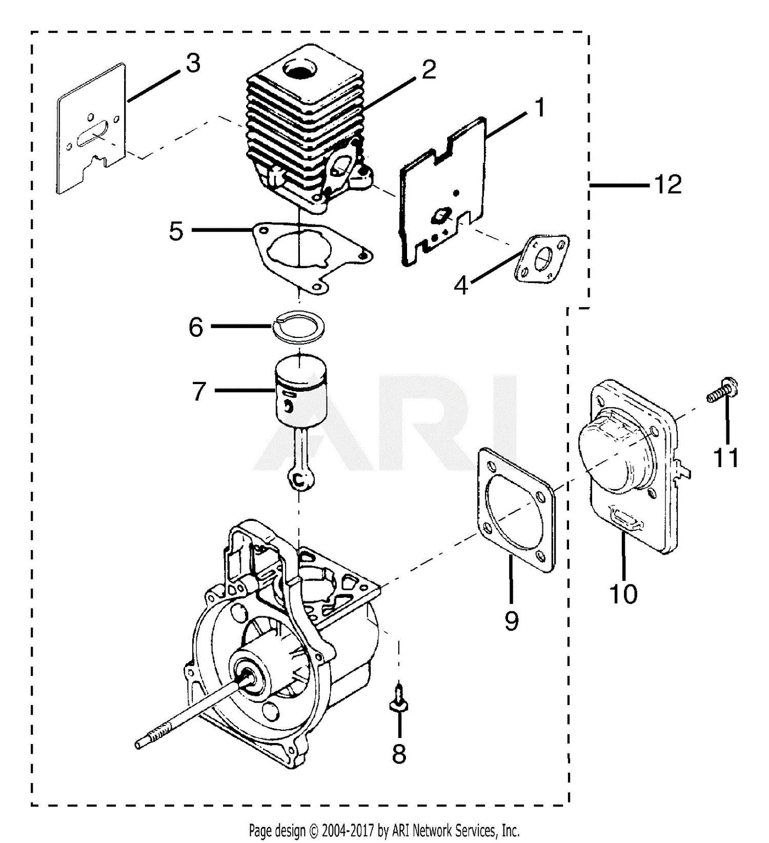 Homelite RY70111 Curved Shaft Trimmer Parts Diagram for Engine Assembly