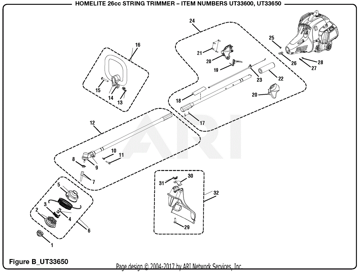 Homelite Ut32600 26cc String Trimmer Parts Diagram For Figure B