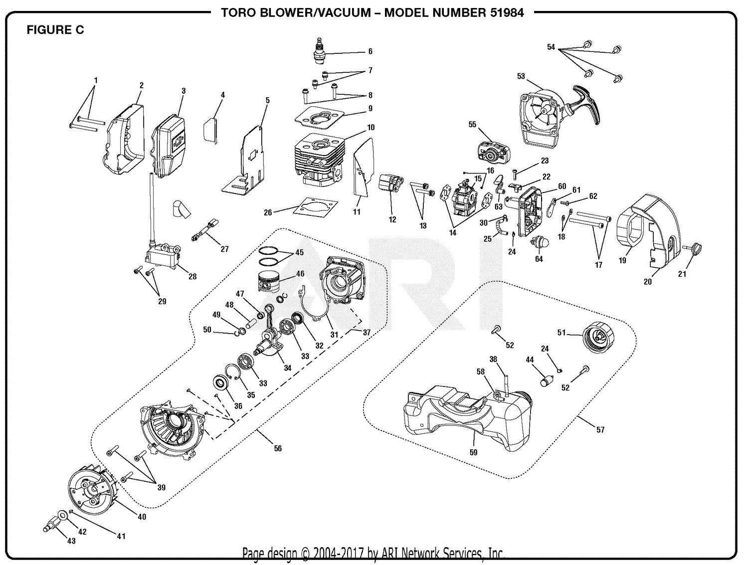 Homelite 51954 Blower/Vacuum S/N 310000001 & Up Parts Diagram for Figure C