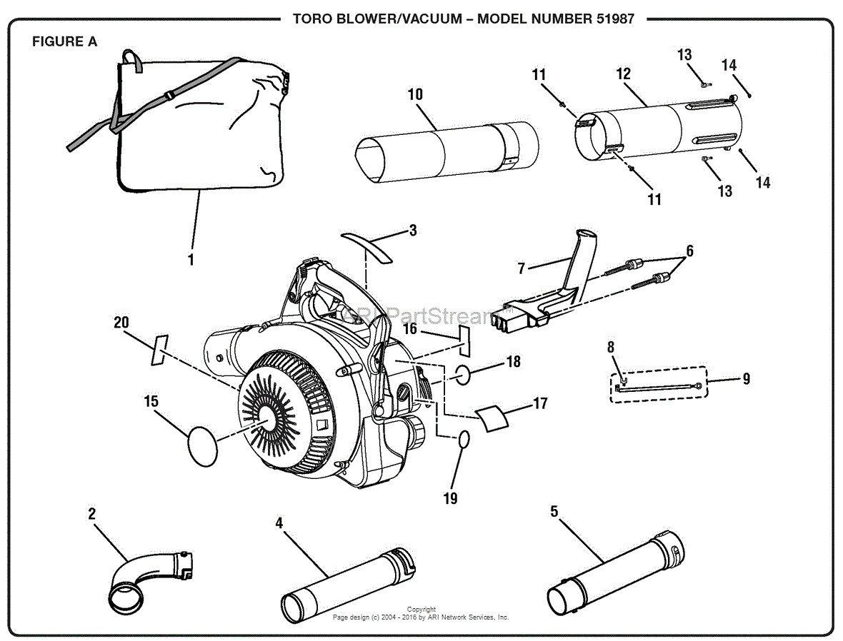 Homelite 51987 Blower/Vacuum S/N 313000001 & Up Parts Diagram for ...