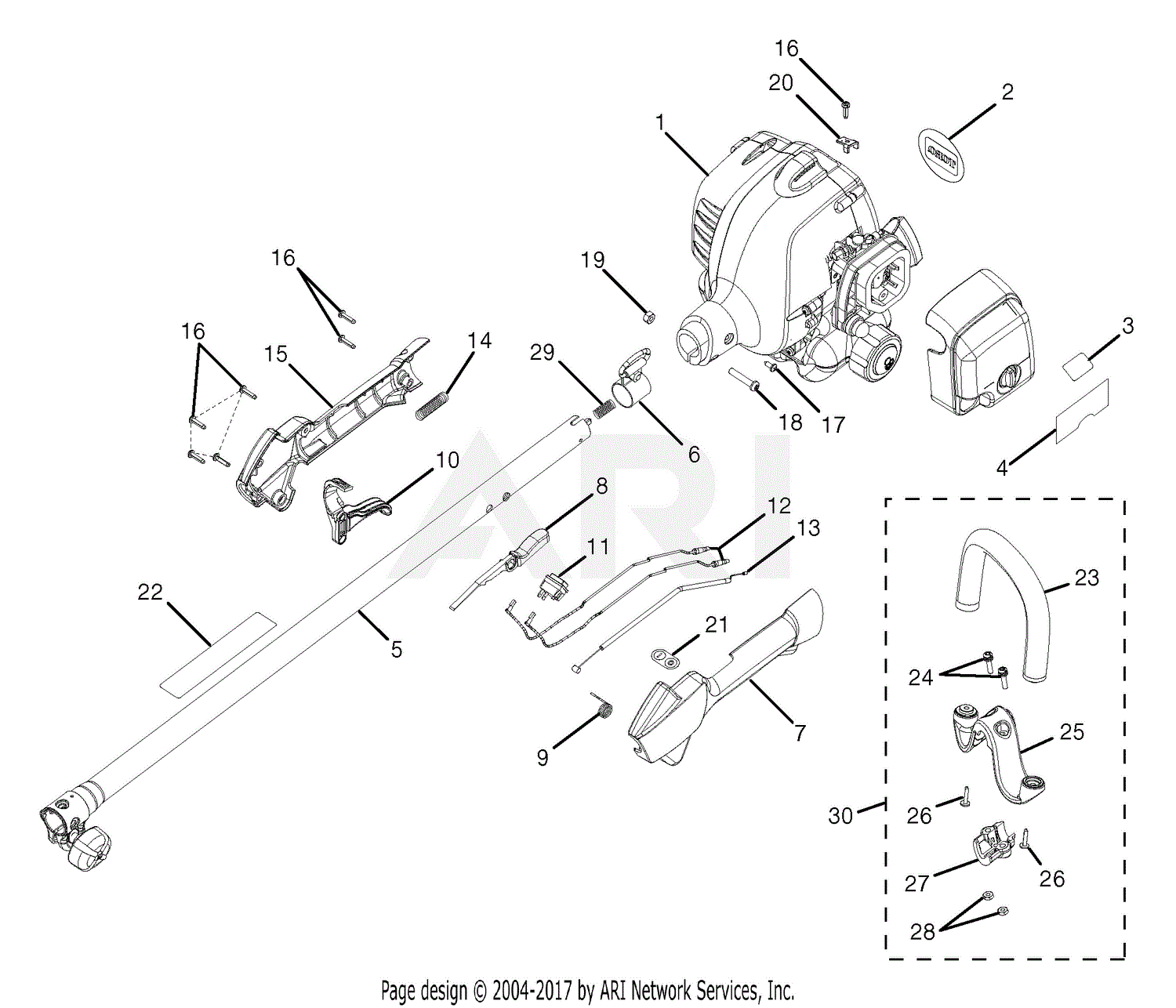 Homelite 51930 Curved-Shaft Trimmer S/N 230000001 & Up Parts Diagram ...