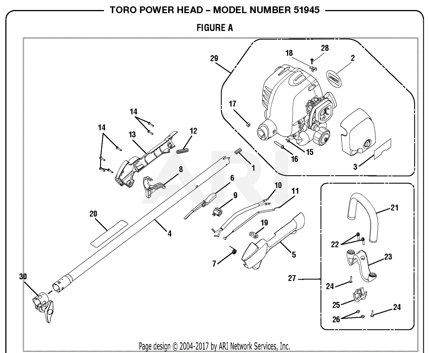 Homelite 51945 25.4 cc Gas Power Head S/N 311000001 & Up Parts Diagram ...