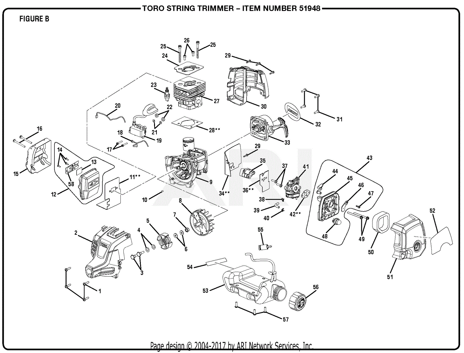 Homelite 51948 25.4 cc Gas Power Head S/N 314000001 & Up Mfg. No ...