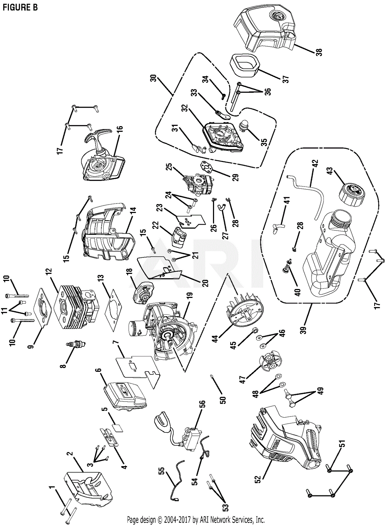 Homelite 51948 25.4 cc Gas Power Head S/N 314000001 & Up Parts Diagram ...