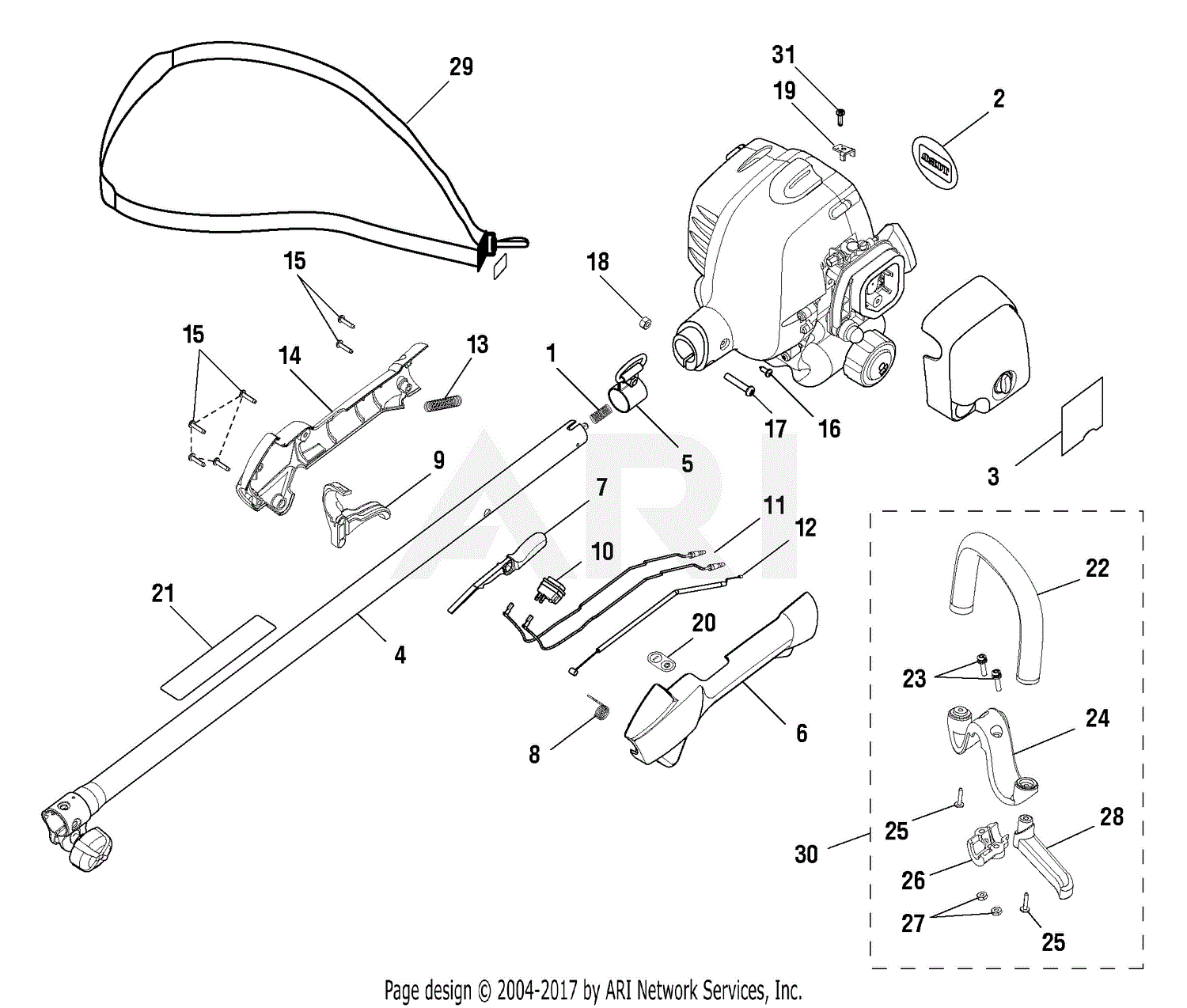 Homelite 51992 Brushcutter S/N 260000001 & Up Parts Diagram for Upper ...