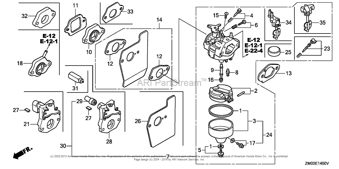 Honda Engines GCV160A0 S3TE ENGINE, USA, VIN# GJAPA-1000001 Parts Diagram for CARBURETOR