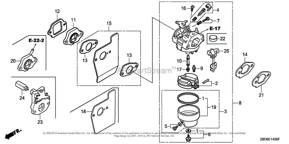 Honda Engines GCV190LA S3L ENGINE USA VIN GJAAA 1607129 Parts Diagrams