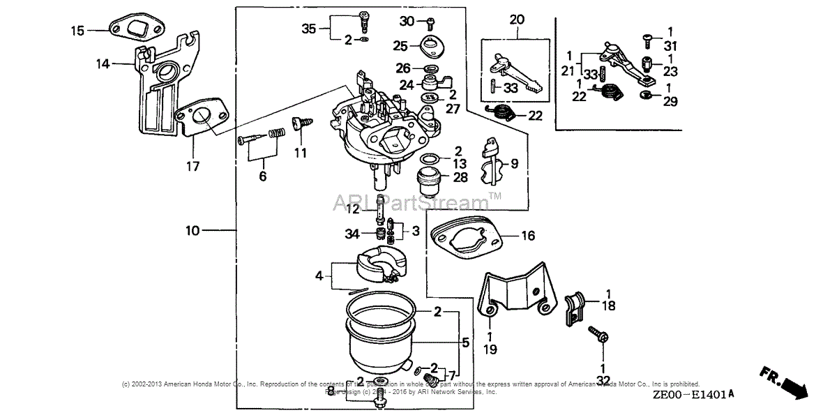 combinar industria patio Honda Engines GX110 QX ENGINE, JPN, VIN# GX110-1000001 TO GX110-2454428  Parts Diagram for CARBURETOR (2)