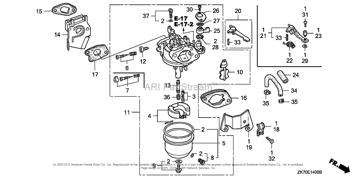 Honda Engines GX120K1 AR/A ENGINE, JPN, VIN# GC01-4300001 TO GC01 ...