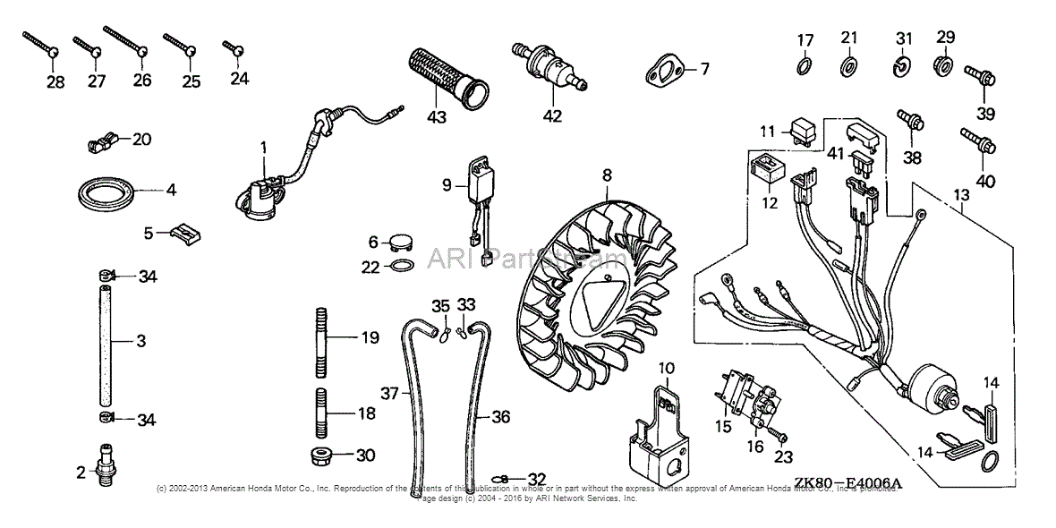 Honda Engines GX160K1 AR/A ENGINE, JPN, VIN# GC02-8670001 TO GC02 ...