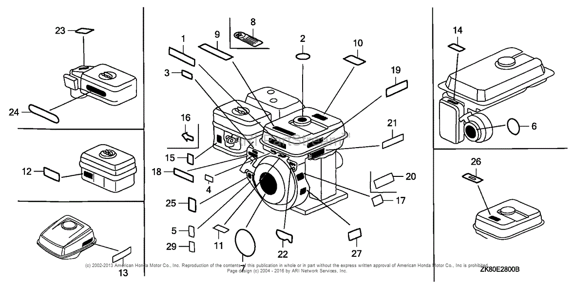 Honda Engines GX160K1 HX2/A ENGINE, JPN, VIN# GC02-8670001 TO GC02