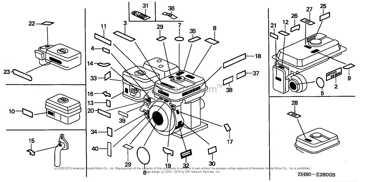 Honda Engines GX160K1 VXW2 ENGINE, JPN, VIN# GC02-2000001 TO GC02 ...