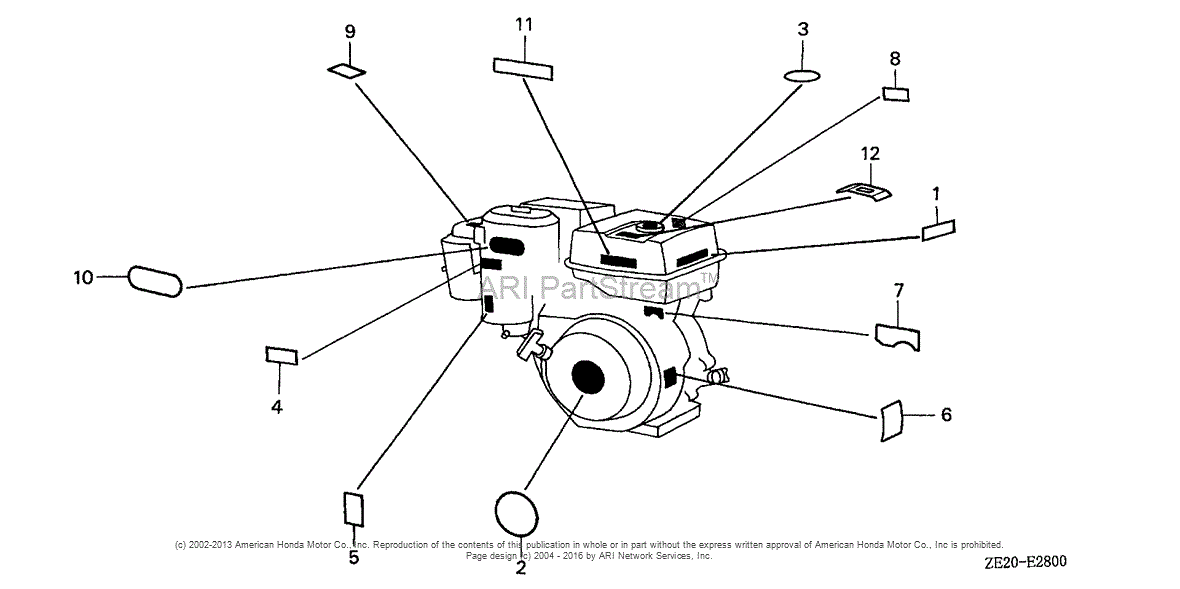 Honda Engines GX240 HA ENGINE, JPN, VIN GC041000001 TO GC041528199