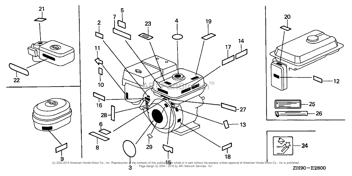 Honda Engines GX270 QWA2 ENGINE, JPN, VIN# GCAB-1000001 TO GCAB ...