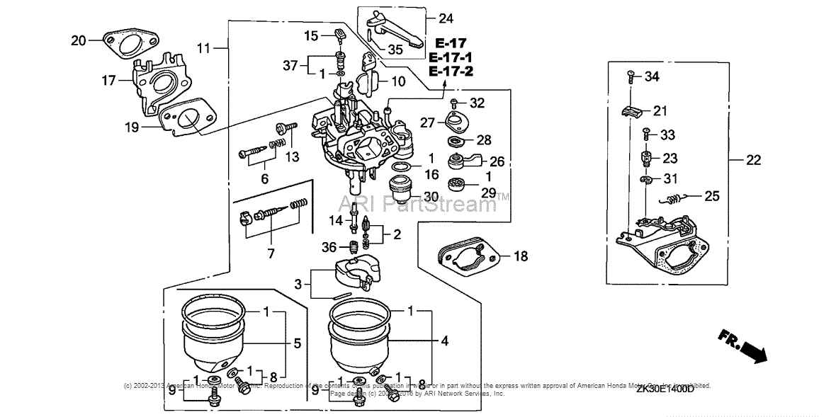 Honda Engines GX340K1 LX2 ENGINE, JPN, VIN# GC05-2000001 TO GC05 ...