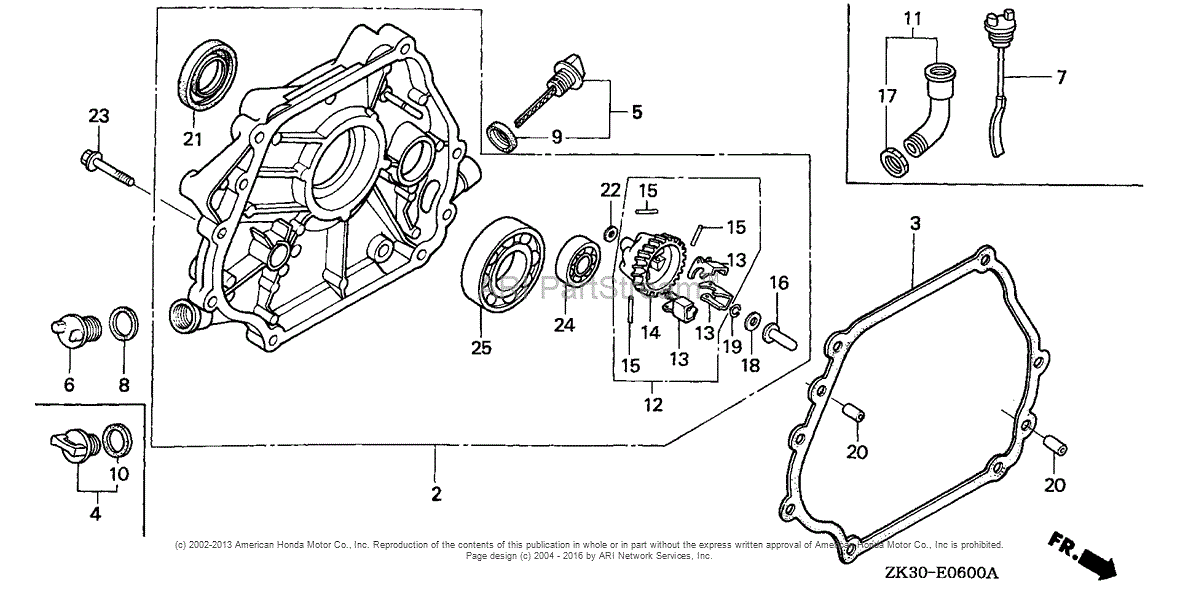 Honda Engines GX340K1 QA2/A ENGINE, JPN, VIN# GC05-3600001 TO GC05 ...