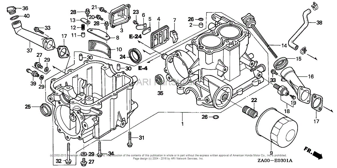 Honda Engines GX360K1 EX23 ENGINE, JPN, VIN# GA01-1100001 TO GA01 ...