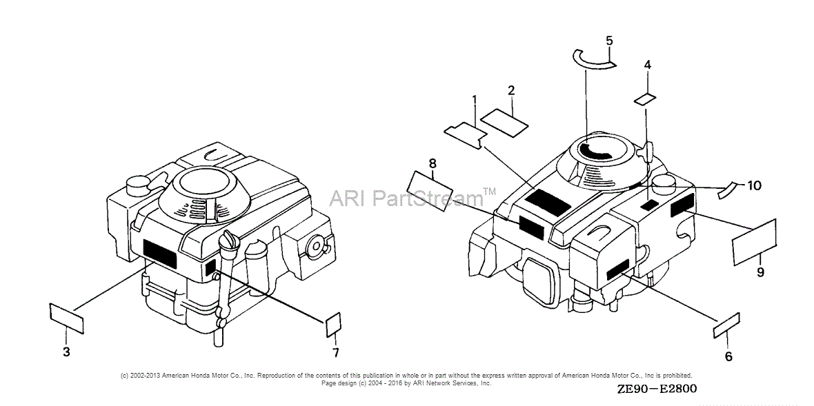 Honda Engines GXV340 DAT ENGINE, JPN, VIN# GJ02-1000001 TO GJ02-1009980 ...