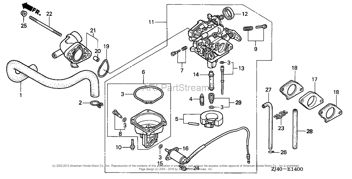 Honda Engines GXV620 QAF ENGINE, JPN, VIN# GJAD-1000001 TO GJAD-1999999 ...