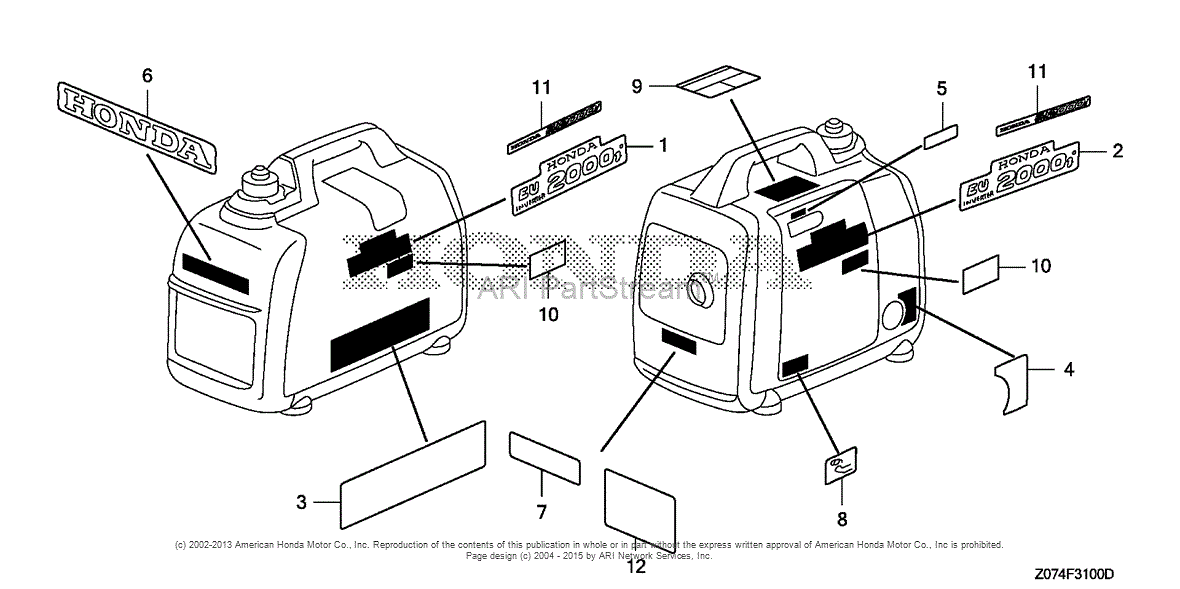 Honda EU2000I AC GENERATOR, JPN, VIN# EAAJ-1545578 TO EAAJ ...