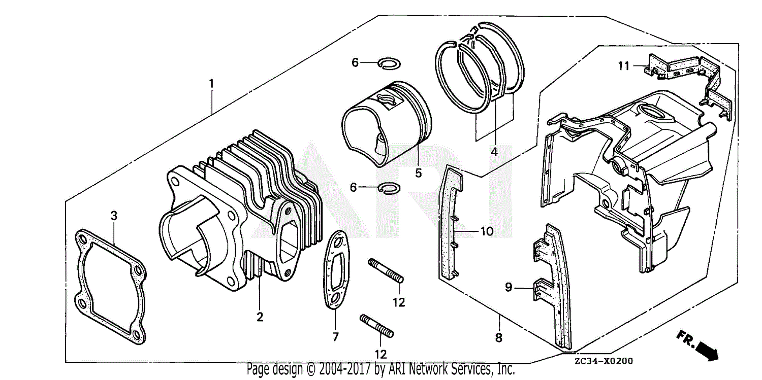 Honda EX350 A/A GENERATOR, VIN# Diagram for CYLINDER