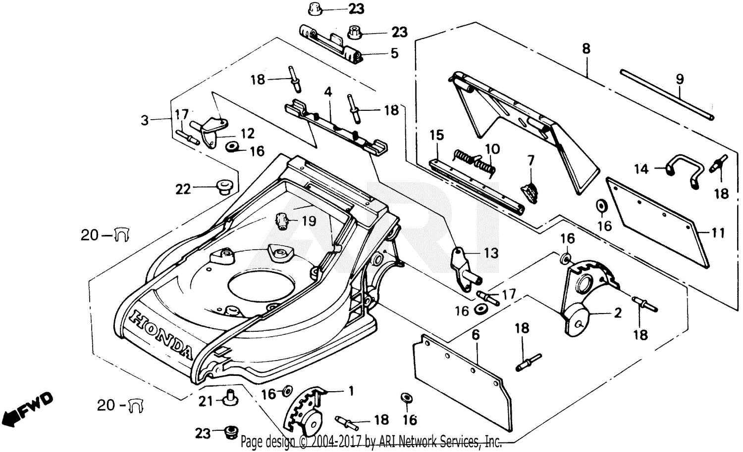 Honda HR17EPA EPA LAWN MOWER, USA, VIN# - Parts Diagram for CUTTER ...