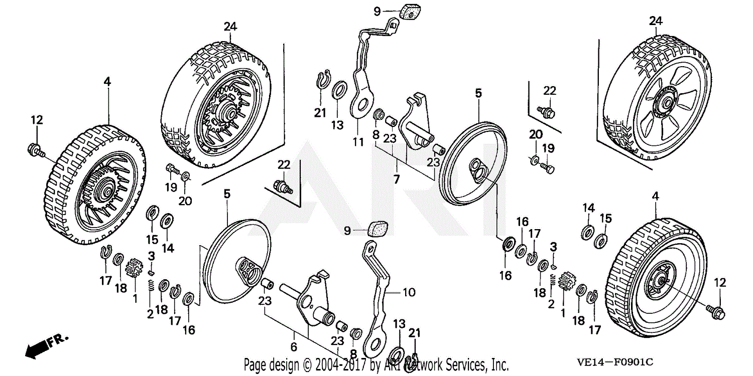 Honda Hrm215 Sxa Lawn Mower Usa Vin Mzbb 6000001 To Mzbb 6199999 Parts Diagram For Rear Wheel Hxa Sda Sxa