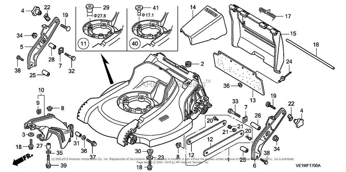 Honda HRB216 TXA LAWN MOWER, USA, VIN# MAAA-1000001 Parts Diagram for